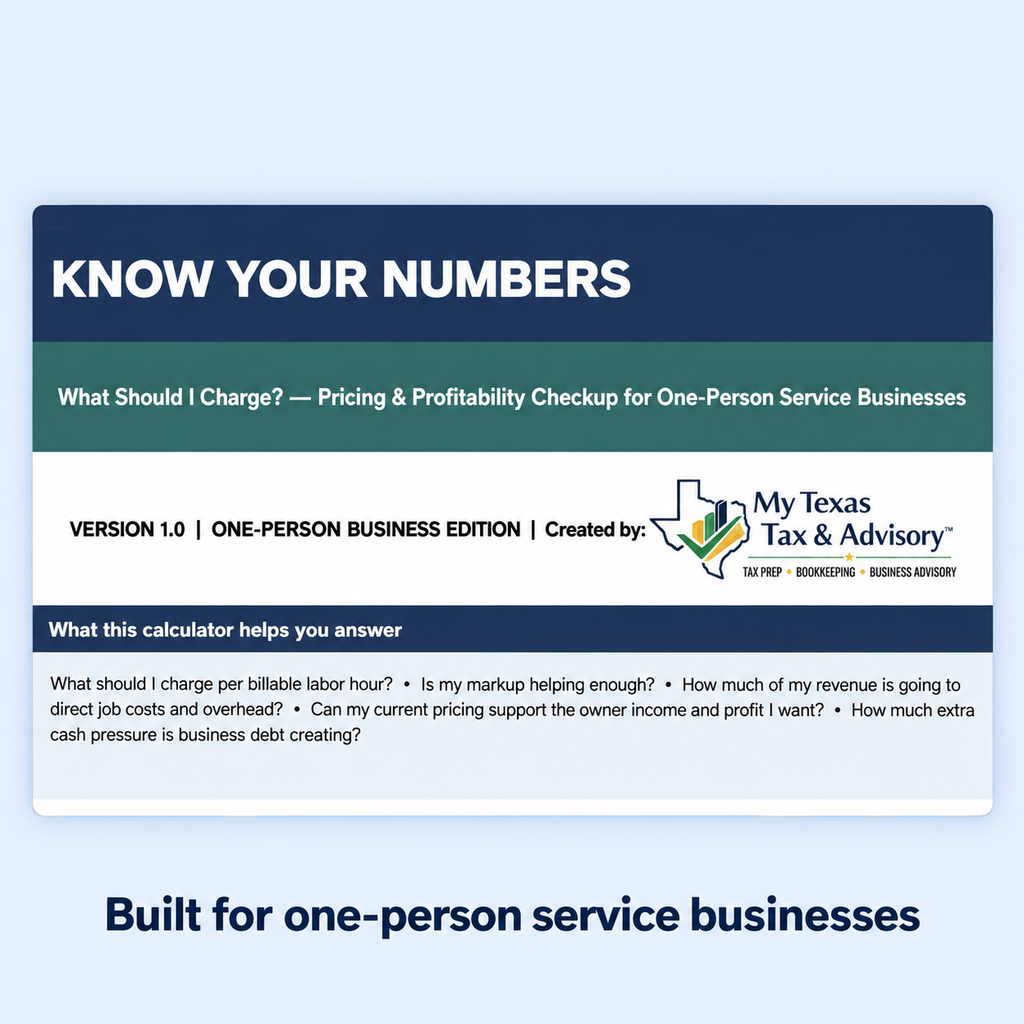 Know Your Numbers workbook for one-person service businesses