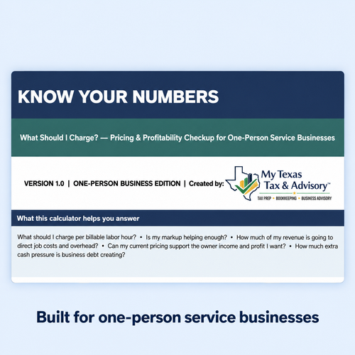Know Your Numbers workbook for one-person service businesses